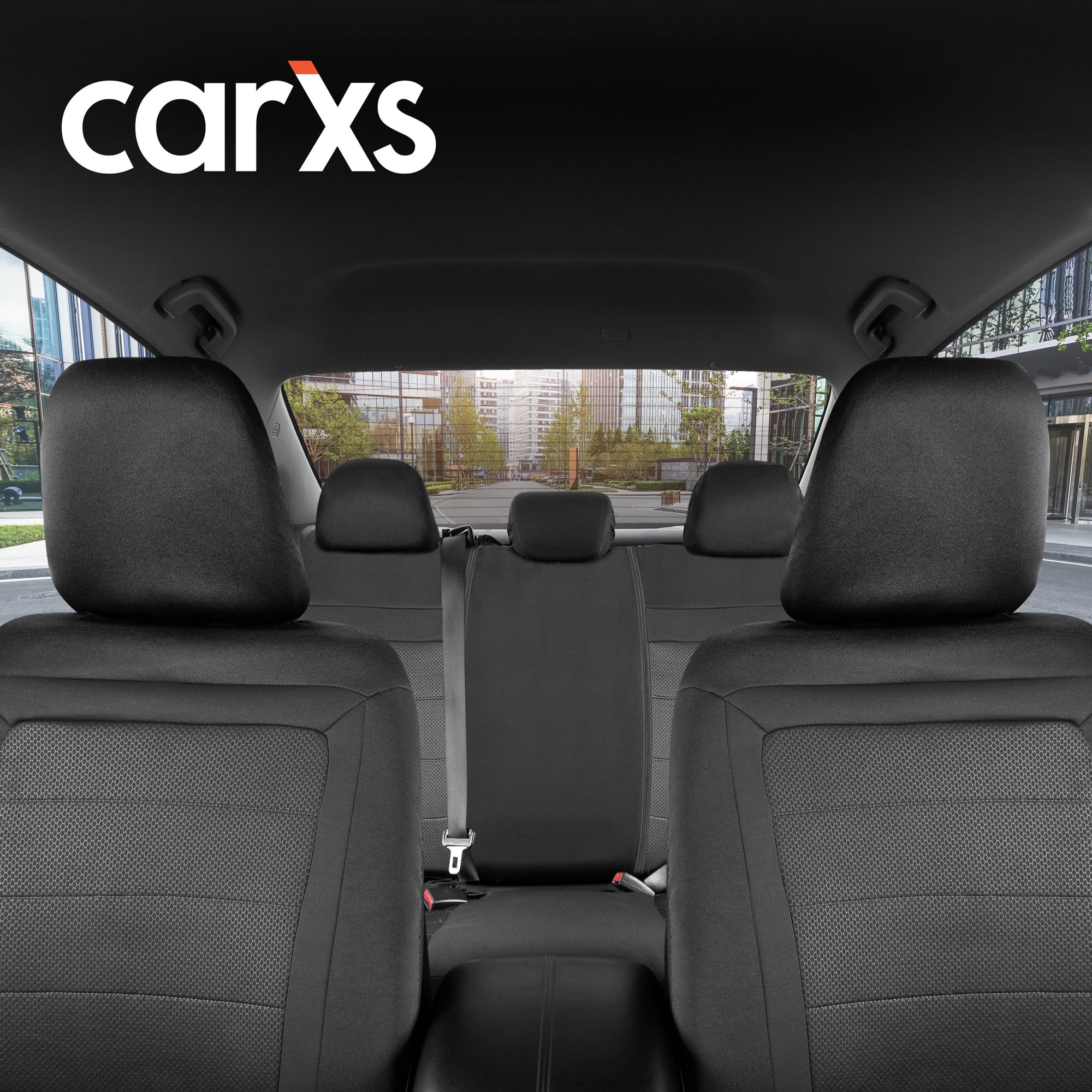 carXS Forza Solid Gray Car Seat Covers Full Set, Includes Front Seat Covers  and Rear Bench Seat Cover for Cars Trucks SUV, Automotive Interior Car  Accessories 