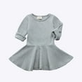 thumbnail image 2 of XXWXYD Toddler Baby Girls Long Sleeve Cotton Dress Solid 𝖱uffle Tops Comfortable Soft Casual Play 𝖱uffled Bodice Baby Dress Outfit Daily Wear Baby Cotton Gown, 2 of 4