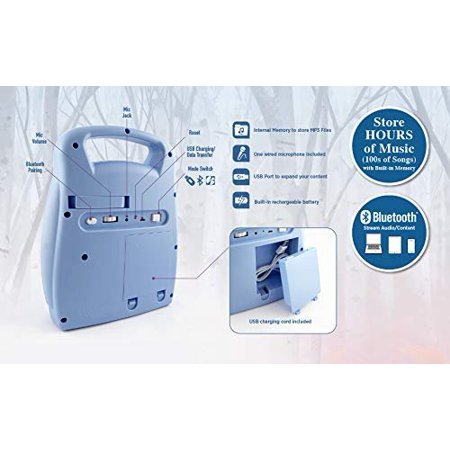 microphone sing memory along working using expand usb port karaoke ekids bluetooth mp3 frozen portable player hours built machine light