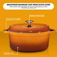 thumbnail image 3 of Bruntmor, Enameled Cast Iron Dutch Oven Casserole Dish 6.5 quart Large Loop Handles & Self-Basting Condensation Ridges On Lid (Pumpkin Spice), 3 of 8
