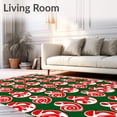 thumbnail image 2 of ODIKA 4'x6' Machine Washable Non-Slip Area Rug, Joyful Winter Peppermint Swirl Decorative Floor High Traffic Rug, Green, 731689, 2 of 7