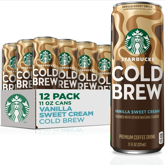 Starbucks Cold Brew Coffee, Vanilla Sweet cream, 11 fl oz Cans (12 Pack), Premium Coffee Drink, Iced Coffee​