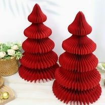 3D Honeycomb Paper Christmas Trees 15" Tall - Christmas Decorations - Modern Cone Indoor Christmas Decoration Centerpieces for Table Mantel and Living Room Home Decor