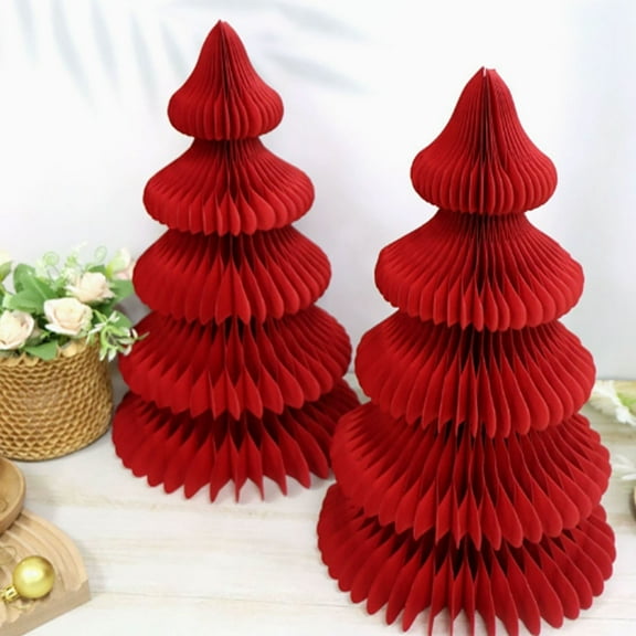 Lssam Honeycomb Christmas Tree Paper - 3D Folding Xmas Trees Decorations, Table Centerpiece for New Years Eve Party, Holiday Home Decoration