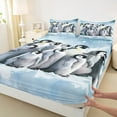 thumbnail image 3 of jejeloiu Cute Penguin Bed Sheets,Wild Animal King Sheets,Gray Blue Sheet Set For Boys Girls,Luxury Bedroom Decor,4-Piece, 3 of 7