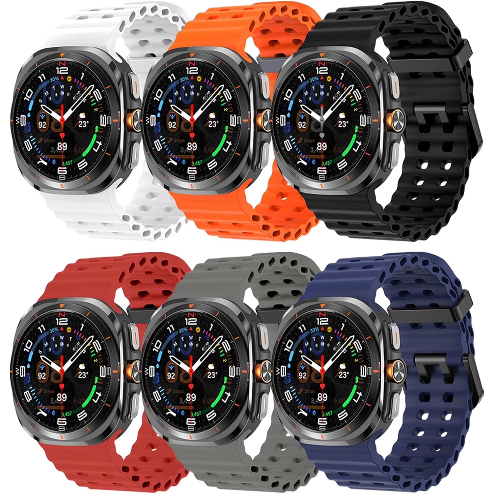 XIHAMA Sport Silicone Bands Compatible for Samsung Galaxy Watch Ultra 47mm (2024), Breathable Wristband Waterproof Replacement Soft Silicone Strap for Women Men