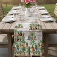 thumbnail image 4 of Green Cactus Table Runner 70 Inches, Summer Watercolor Botanical Wooden Grain Bed Runner Dresser Scarves Tabletop for Indoor Outdoor Parties/Ceremony/Banquet, 13" x 70", 4 of 9