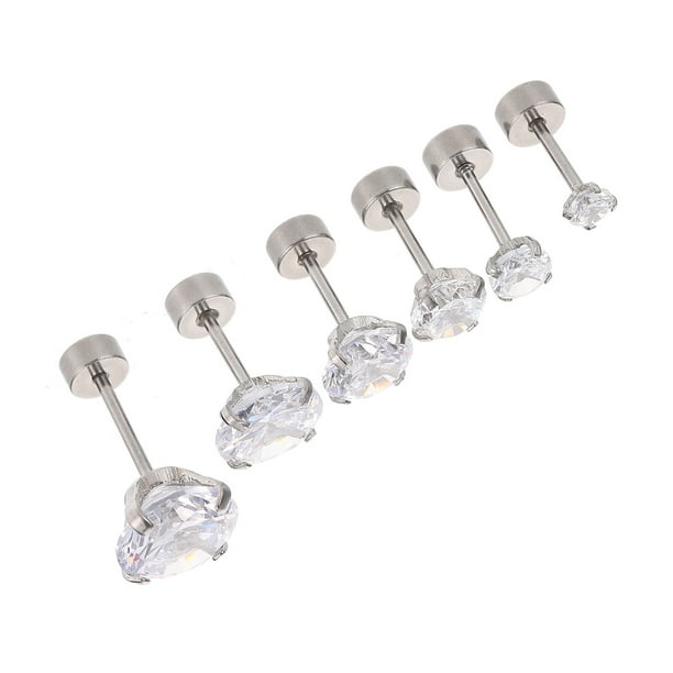 6pcs Stud Pendientes para hombres Pendientes de cartílago Partamentos de acero inoxidable