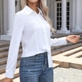 thumbnail image 5 of KDDYLITQ Button Down Shirt for Women Long Sleeve Dress Shirts Fitted Work Blouse, Stain- for Business Casual Wear White 5XL, 5 of 6