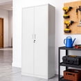 thumbnail image 6 of Ktaxon 71"H Metal Garage Storage Cabinet, Heavy Duty Steel Utility Locker with 5 Adjustable Shelves, for Home, Office, Warehouse, Garage, White, 6 of 10