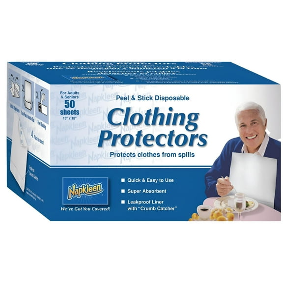 Napkleen Disposable Adult Bibs, 13 x 18 Inch - Pack of 50