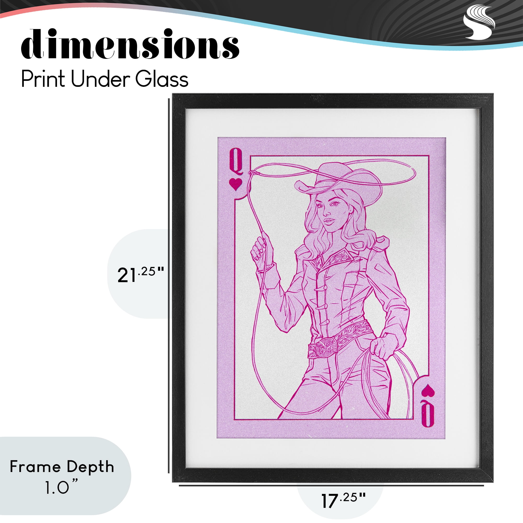 Stupell Industries Cowgirl Queen of Hearts Black Framed Print Under Glass, design by Ziwei Li