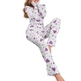 thumbnail image 6 of Women's Comfortable Heart Print Long Sleeve Long Pants Pajama Set - Loungewear - Purple Size L, 6 of 6