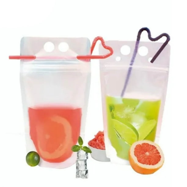 Bolsas De Jugo Portátiles, Bolsa De Embalaje De Bebidas De Pie De 50 Piezas De Gran Capacidad Con Pajitas Para Uso Doméstico