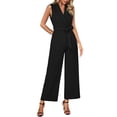 thumbnail image 2 of IUYRTFE Women's Sleeveless V-Neck Tie Waist Wide Leg Jumpsuit One Piece Romper for Summer Parties and Office Wear, 2 of 6