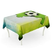 KDAGR Green Old Vintage of Brazil Map and Flag Colors Soccer Ball World Cup Artistic Brush Ca Tablecloth Table Desk Cover Home Party Decor 60x104 inch