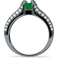 thumbnail image 6 of Round Engagement Ring Green Emerald Cubic Zirconia Black Tone 925 Sterling Silver, Size 10, 6 of 7