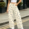thumbnail image 5 of Curved Leg Denim Jeans Womens Jeans Y2K Polka Dot Print Casual High Waisted Wide Leg Jeans With Pockets Buttons Zipper Casual Stretchy Denim Pants, 5 of 7