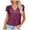 Purple, variant on XFLWAM Women's Summer Top V Neck Ruffle Short Sleeve Casual Loose Tee T-Shirts Khaki S