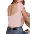 thumbnail image 4 of Gupgi Women Backless T-Shirts Summer Short Sleeve Solid Slim Fit Crop Top Basic Tees, 4 of 8