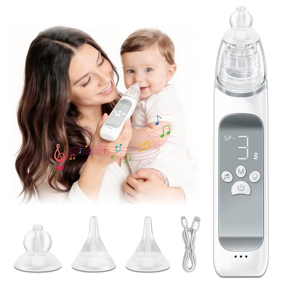 Electric Baby Nasal Aspirator, Rechargeable Infant Nose Cleaner with Soft Silicone Tips, Adjustable Suction Levels, USB Portable Baby Care Device for Newborns and Toddlers