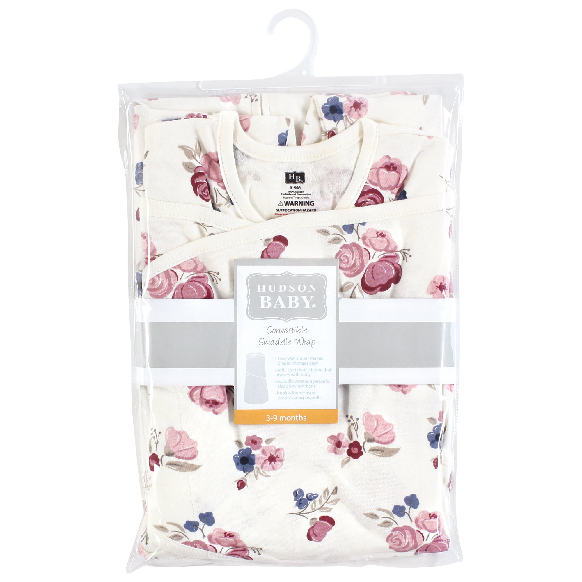 Hudson Baby Infant Girl Convertible Swaddle Sleep Sack, Dusty Rose Floral, 3-9 Months