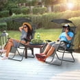 thumbnail image 2 of WYDK Zero Gravity Chair with Shade Canopy, Reclining Lounge Chair with Adjustable Canopy Removable Headrest, Cup Holder, Folding Zero Gravity Lawn Chair for Patio Poolside, Assembly-Free, Black, 2 of 18