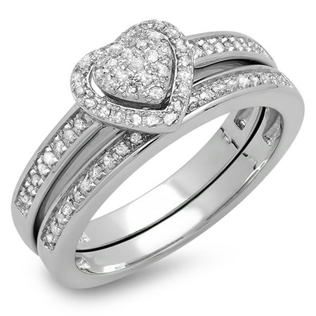 14k Celtic Engagement Ring - Dazzlingrock Collection 0.23 Carat (ctw) 14K White Diamond Ladies Engagement Ring Set 1/4 CT, White Gold, Size 8.5