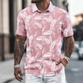 thumbnail image 2 of MNCEKFOD Men Shirts 2025 Trendy Beach Vacation Floral Shirts Loose Fit Collar Button Open Short Sleeve Classic Fit Mens Tee Shirt Pink XXXXL, 2 of 3