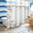 thumbnail image 6 of No Hook Shower Curtain, Pink Spring Floral Shower Curtains for Bathroom with See Through Top Window, Elegant Botanical Sage Green Birds Waterproof & Washable Bath Curtain Long 72"x78", 6 of 9