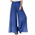 thumbnail image 3 of qolati Wide Leg Palazzo Pants for Women 2023 Solid Color Elastic High Waisted Boho Pant Casual Flowy Baggy Beach Lounge Trousers, 3 of 6