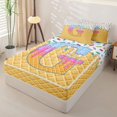 thumbnail image 2 of Catabedysis Ice Cream Drip Zipper Full Size Comforter Sets with Fitted Sheet and 2 Pillowcases For Boys,Sweet Dessert Alphabet G Design Zipper Bedding Set,Colorful Stars Reversible,4-Piece, 2 of 7