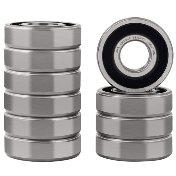 Rodamientos XIKE 6305-2RS, doble junta de goma, 25 x 62 x 17 mm (10 unidades)