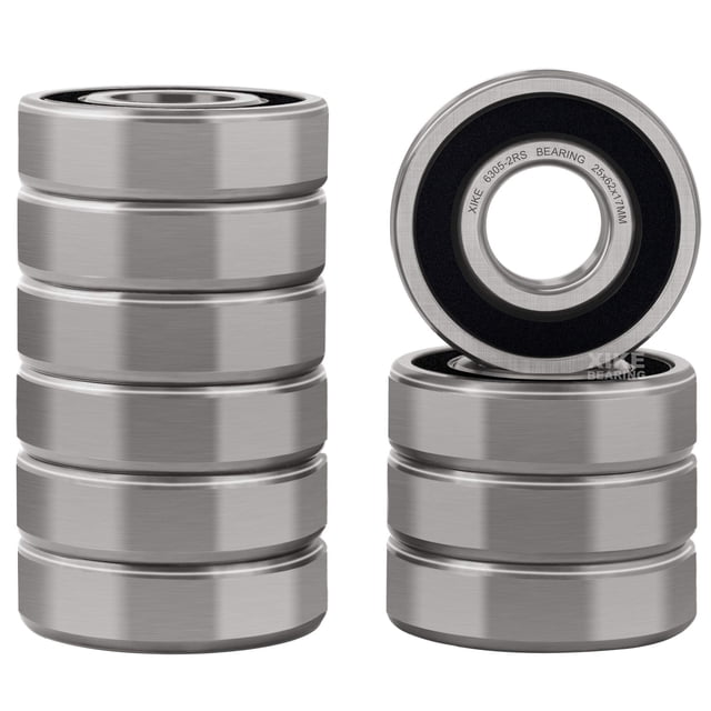 Rodamientos XIKE 6305-2RS, doble junta de goma, 25 x 62 x 17 mm (10 unidades)