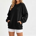thumbnail image 3 of Dvprdro Womens Casual Loose Fit Crewneck Sweatshirt Long Sleeve Oversized Top with Pocket Solid Color Pullover, 3 of 9