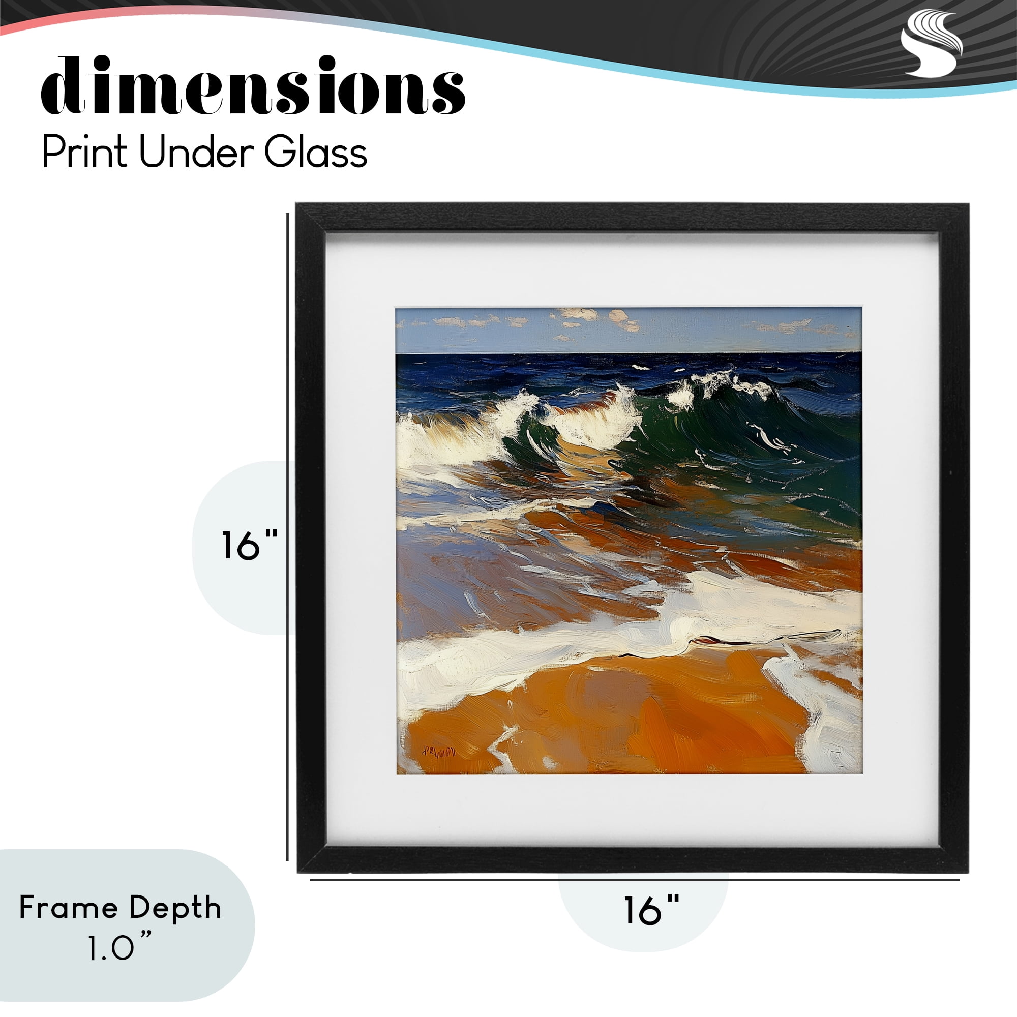 Stupell Industries Glassy Wave Break Black Framed Print Under Glass, design by Walker Noble