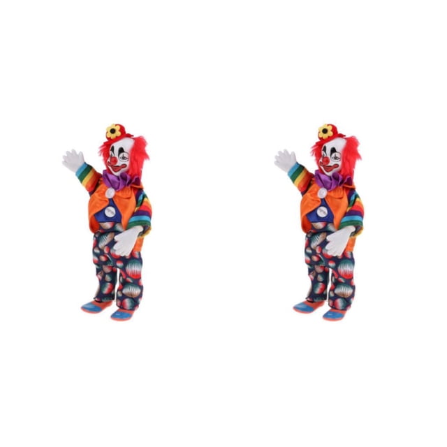 Vogacara 23cm ropa naranja divertida payaso hombre muñeca decoración de Navidad adornos regalos 2piezas Tipo 1