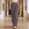 thumbnail image 6 of Htigea Women's Straight Leg Pants High Waisted Dress Pants Solid Color Work Office Daily Trousers with Pockets Gray XL, 6 of 8
