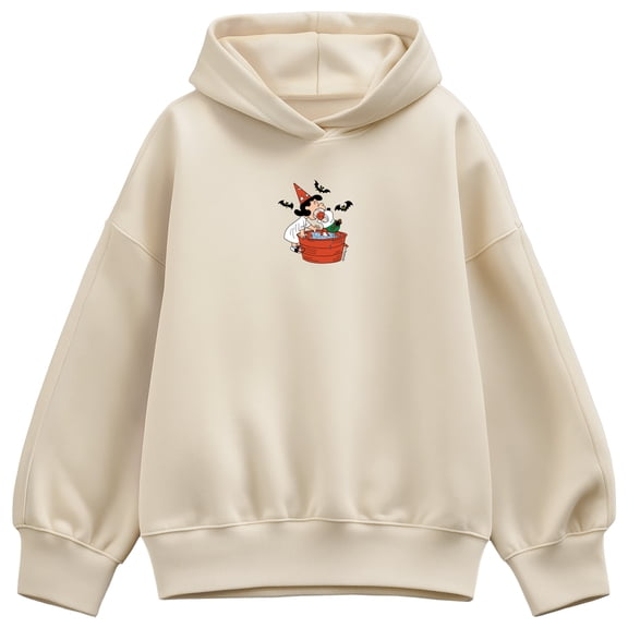 Peanuts - Lucy & Snoopy Halloween Apple - Women's Oversized Fleece Hoodie Sweatshirt