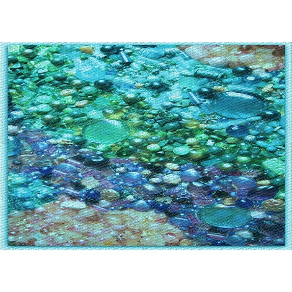 Ahgly Company Machine Washable Indoor Rectangle Transitional Turquoise Green Area Rugs, 6' x 9'