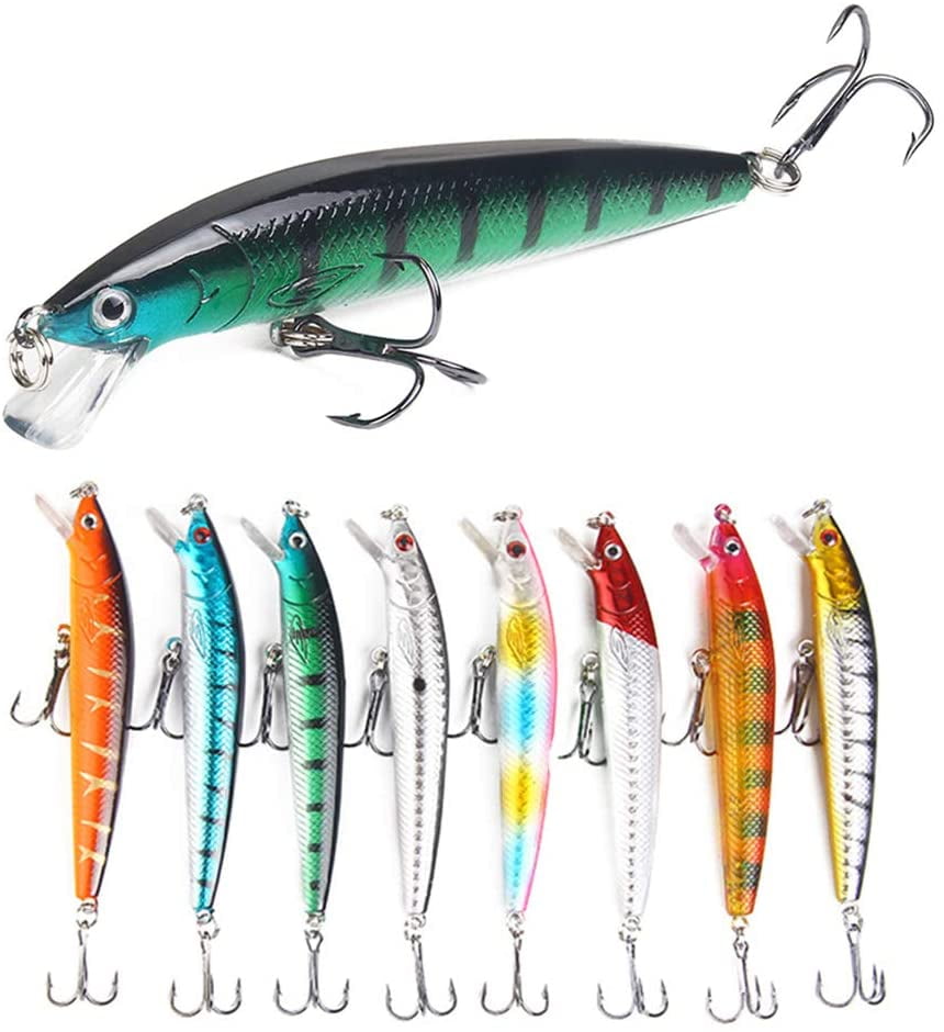 8pcs Fishing Lures Bass Worm Bait for Salt/Freshwater Trout Bass Fishing 2# 