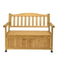thumbnail image 3 of IVV Wooden Outdoor Storage Bench Large Deck Box, 44inch Entryway Storage Bench w/Backrest and Armrest for Patio Garden Balcony Yard (Yellow), 3 of 8
