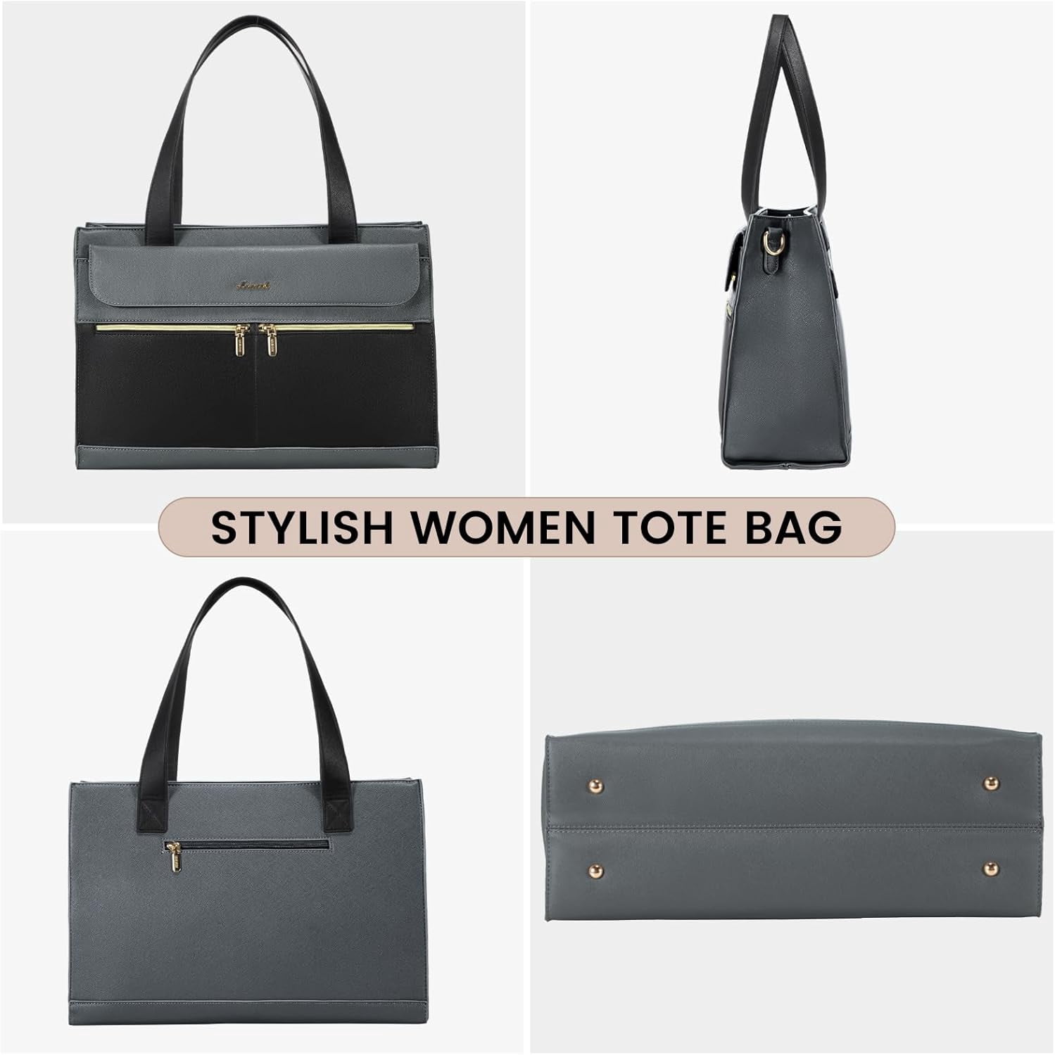 LOVEVOOK Laptop Bag for Women 15.6 Inch Tote Work Professional Leather Computer Briefcase Waterproof Handbag Shoulder Large Capacity Business Teacher Office Crossbody Purse
