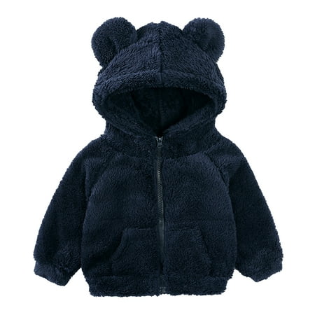 

MQLKF Toddler Kids Girls Boys Full Zip Up Hooded Jacket Coat Bear Ear Long Sleeve Thick Outerwear Snowsuit Leisure Stylish Daily Girls Coat