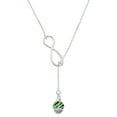 thumbnail image 1 of Delight Jewelry Silvertone Wide Lime Green Zebra Print Band Spinner Silver tone Elegant Infinity Lariat Necklace, 1 of 4