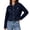 Navy, variant on Denim Jacket for Women Button Down Collared Slim Fit Casual Jean Coat Comfy Vacation Chambray Jacket Daily Fall Outfits Black S