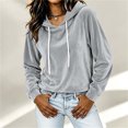 thumbnail image 6 of Ihhxva Women's Velvet Hoodie Loose Fit Drawstring Top Casual Long Sleeve Soft Cozy Sweatshirt for Fall Winter Lounge Streetwear S-2XL, 6 of 9