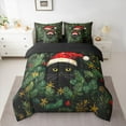 thumbnail image 2 of Homewish Black Cat Kitten 7-Piece Twin Bedding Set Green Palm Leaf Xmas Snowflake Cozy Reversible Decor For Boys Girls, 2 of 8