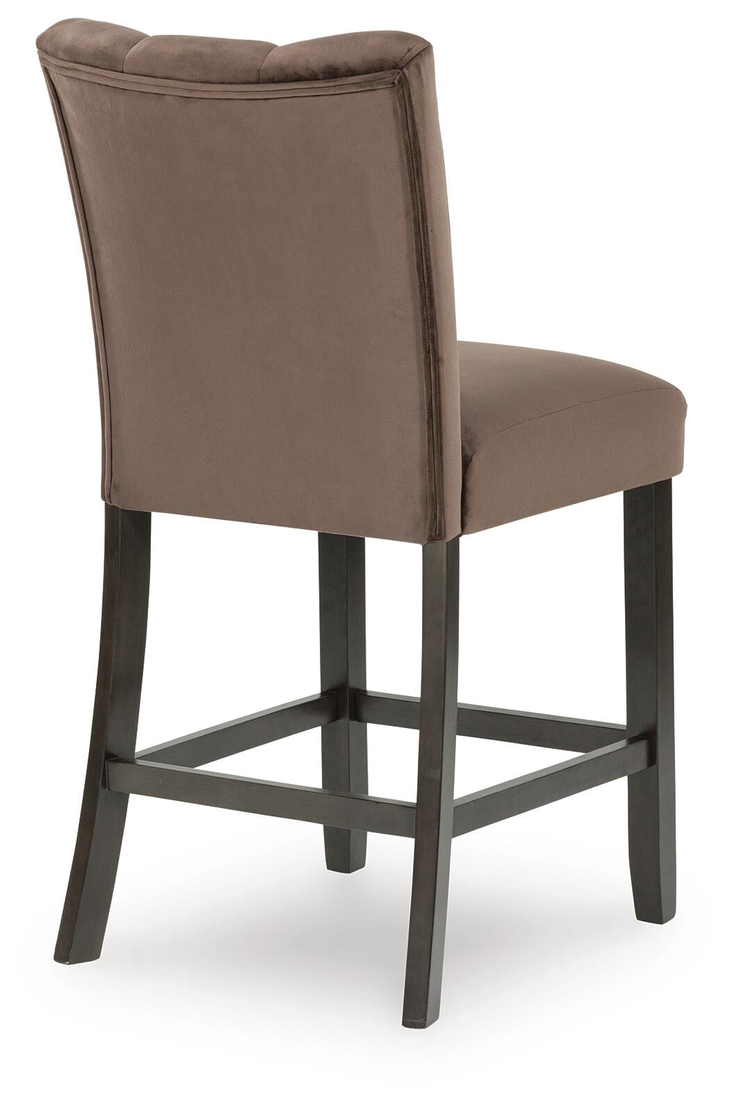 Signature Design by Ashley Zendalia Upholstered Counter Height Bar Stools - Set of 2, Mocha Brown Velvet with Channel Stitching