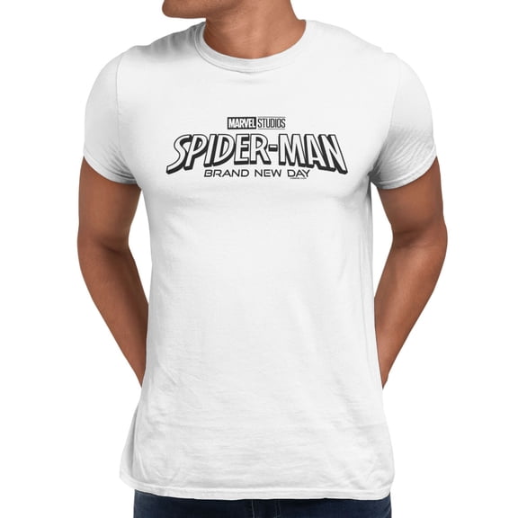 Marvel Spider-Man Brand New Day Men's Movie Logo T-Shirt (Bright White, S-XXXL)